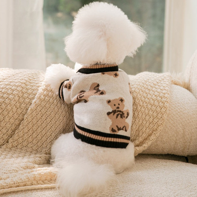 V-neck Striped Dog Sweater