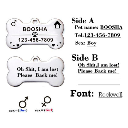 Stainless Steel Personalised Pet ID Tag