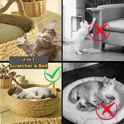 Handmade Woven Cat Bed Cushion