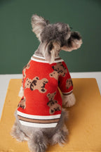V-neck Striped Dog Sweater