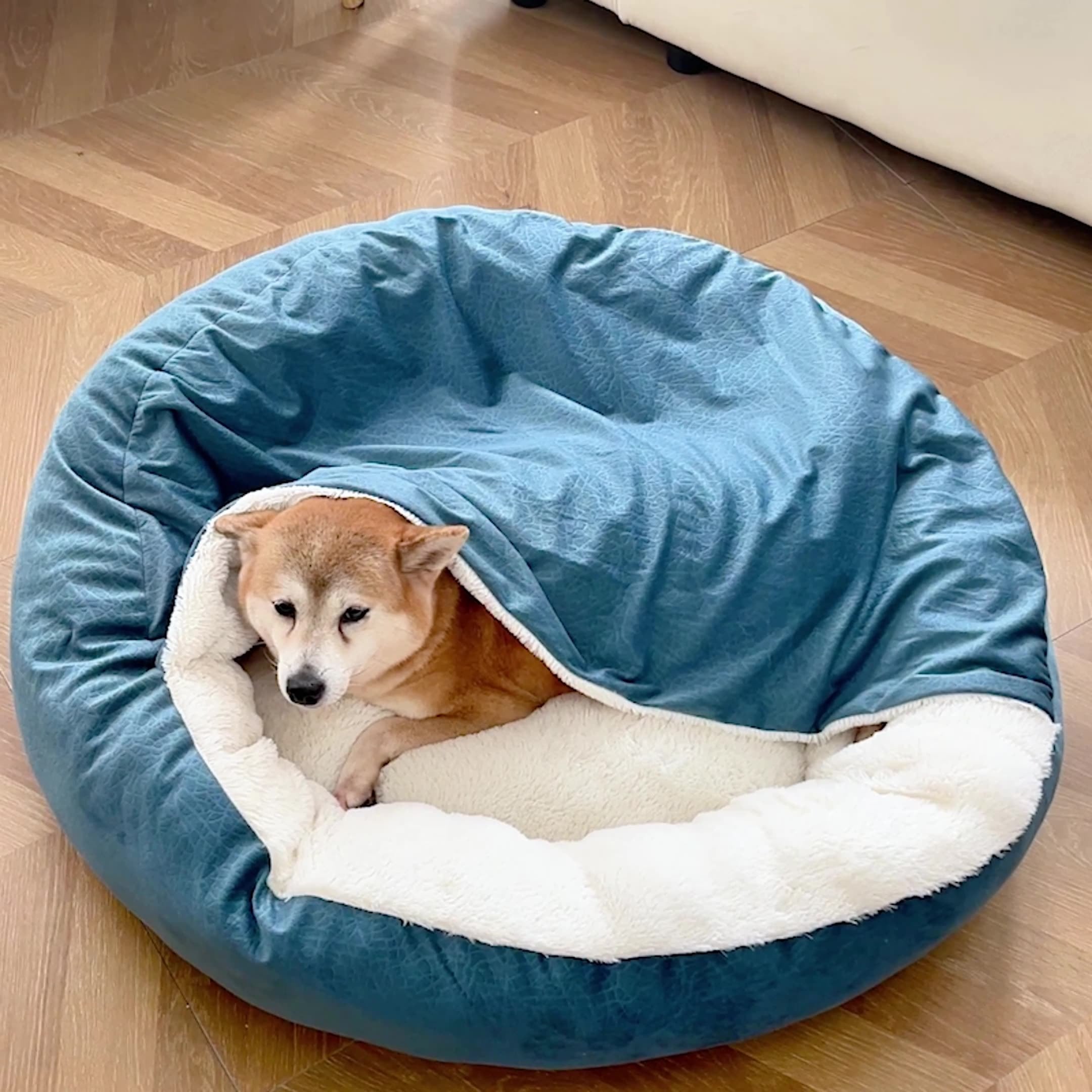 Orthopedic Dog Bed With Hooded Blanket