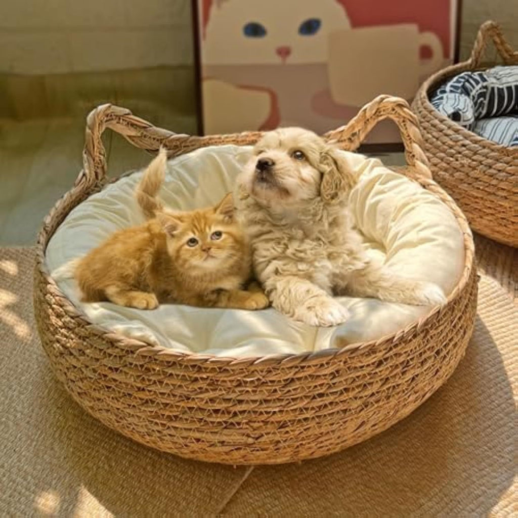 Handmade Woven Cat Bed Cushion