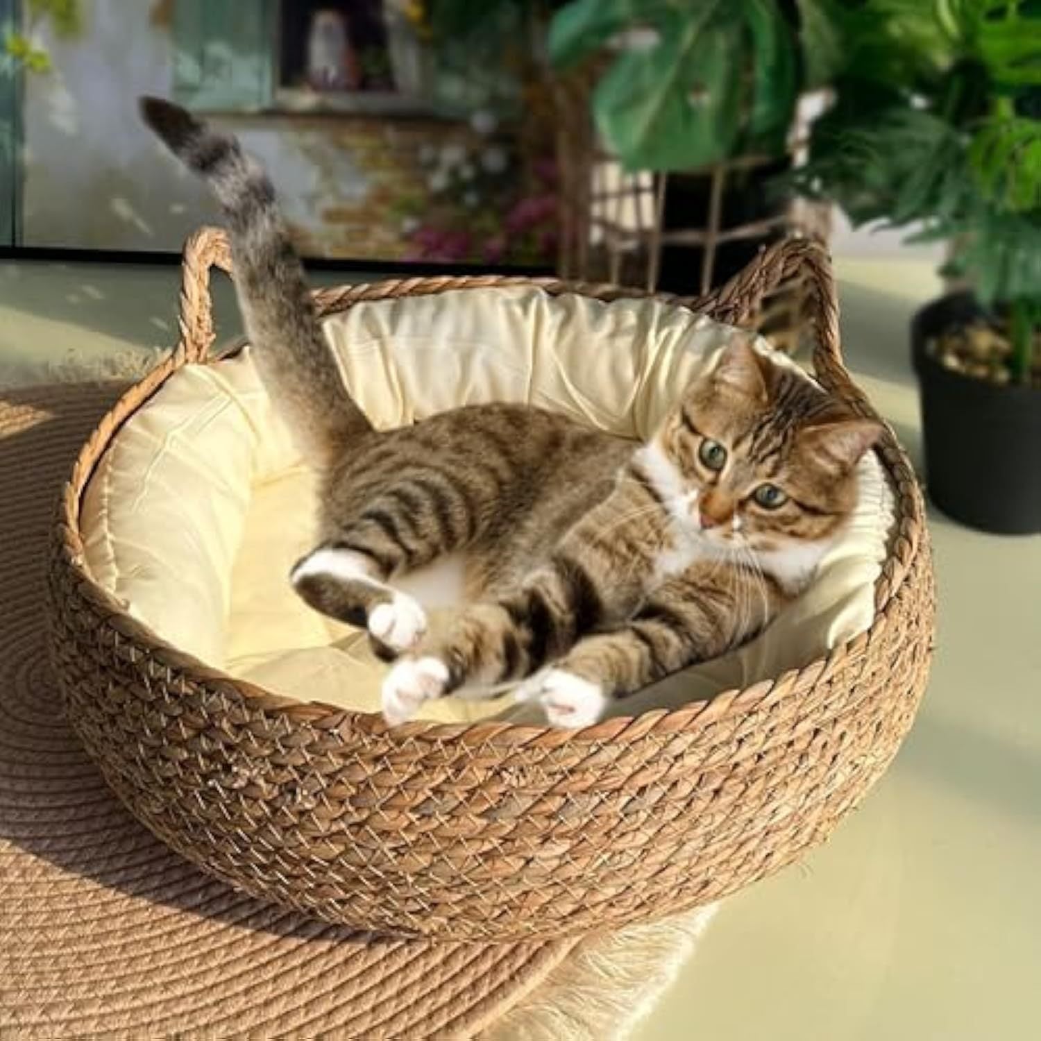 Handmade Woven Cat Bed Cushion