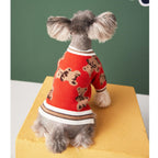 V-neck Striped Dog Sweater