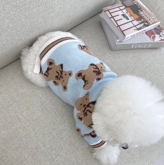 V-neck Striped Dog Sweater