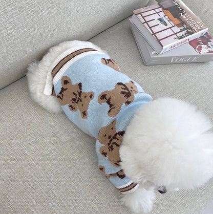 V-neck Striped Dog Sweater